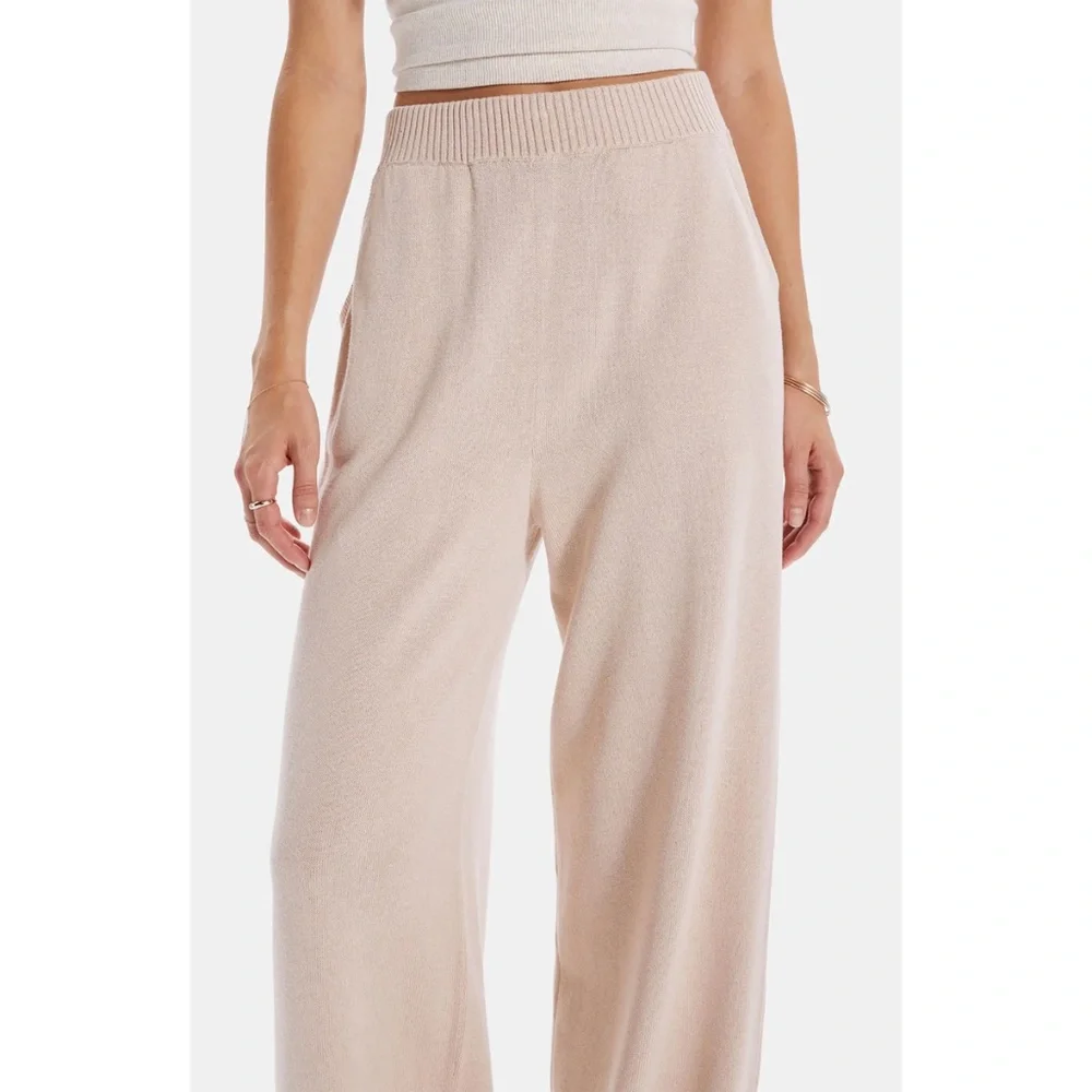 MOTHER NWT THE ZESTY HOVER HIGH WAIST WIDE LEG KNIT BEIGE PANT. SIZE S - Picture 5 of 14